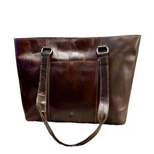 Wild West Los Angeles Dark Brown Distressed Leather Tote Bag Laptop Purse